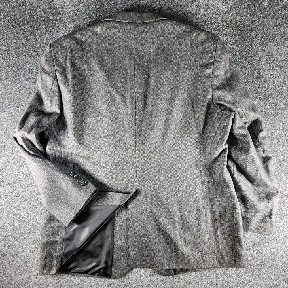 Stafford Signature Mens 46R‎ Blazer Silk Camel Hair Grey Herringbone Sport Coat - Picture 6 of 14